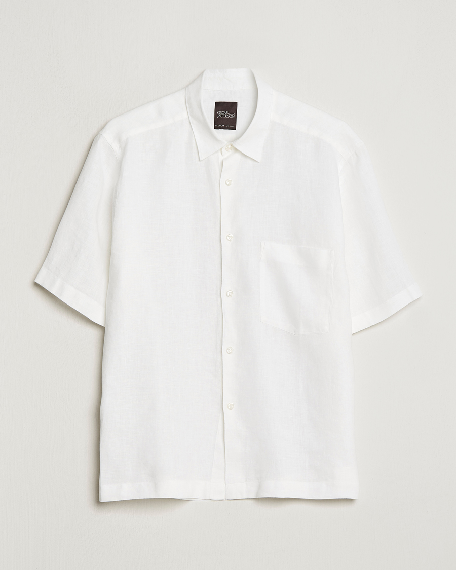 Men | Shirts | Oscar Jacobson | Regular Fit City Signature Linen Shirt White