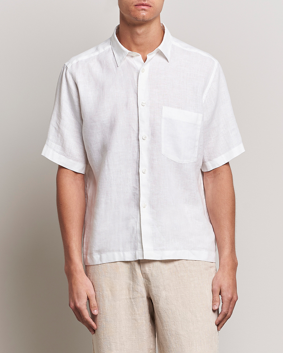 Men | Shirts | Oscar Jacobson | Regular Fit City Signature Linen Shirt White