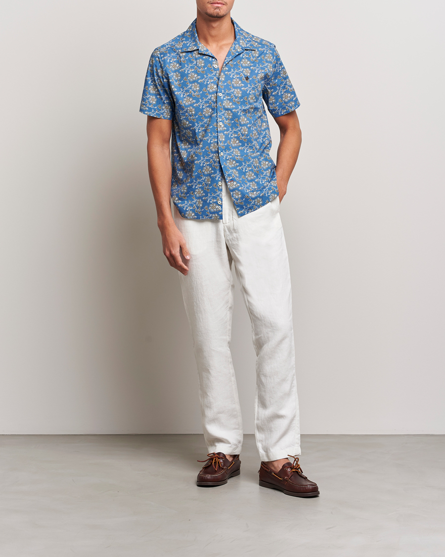 Men | Shirts | Morris | Printed Short Sleeve Shirt Blue