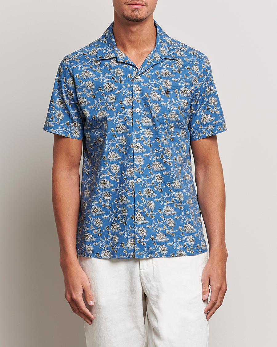 Men | Shirts | Morris | Printed Short Sleeve Shirt Blue