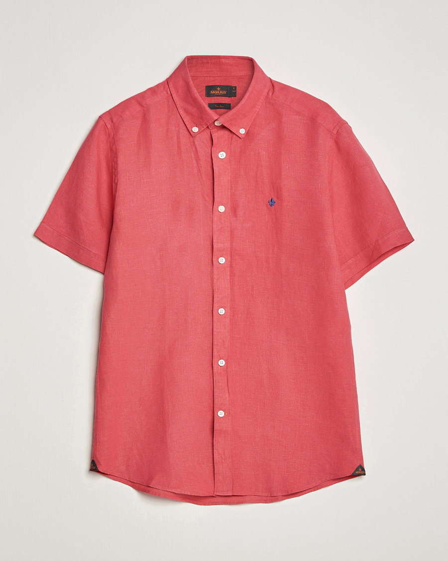 Men | Shirts | Morris | Douglas Linen Short Sleeve Shirt Cerise
