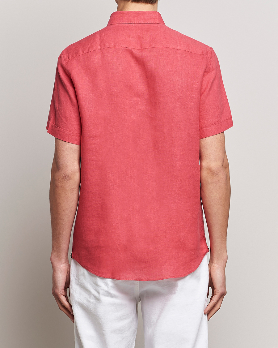 Men | Shirts | Morris | Douglas Linen Short Sleeve Shirt Cerise