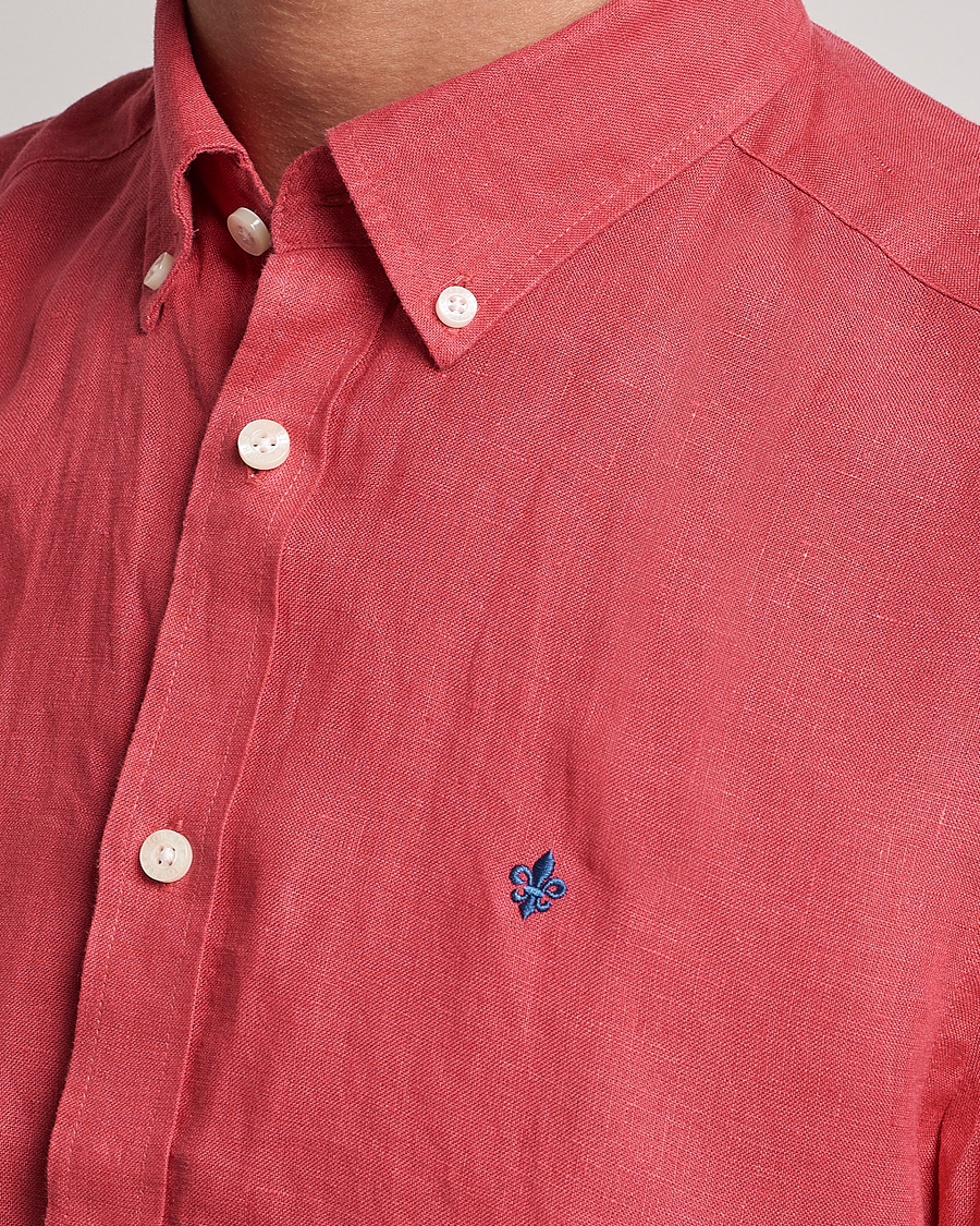Men | Shirts | Morris | Douglas Linen Short Sleeve Shirt Cerise