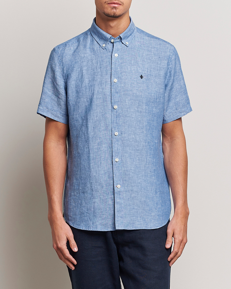 Men | Morris | Morris | Douglas Linen Short Sleeve Shirt Blue