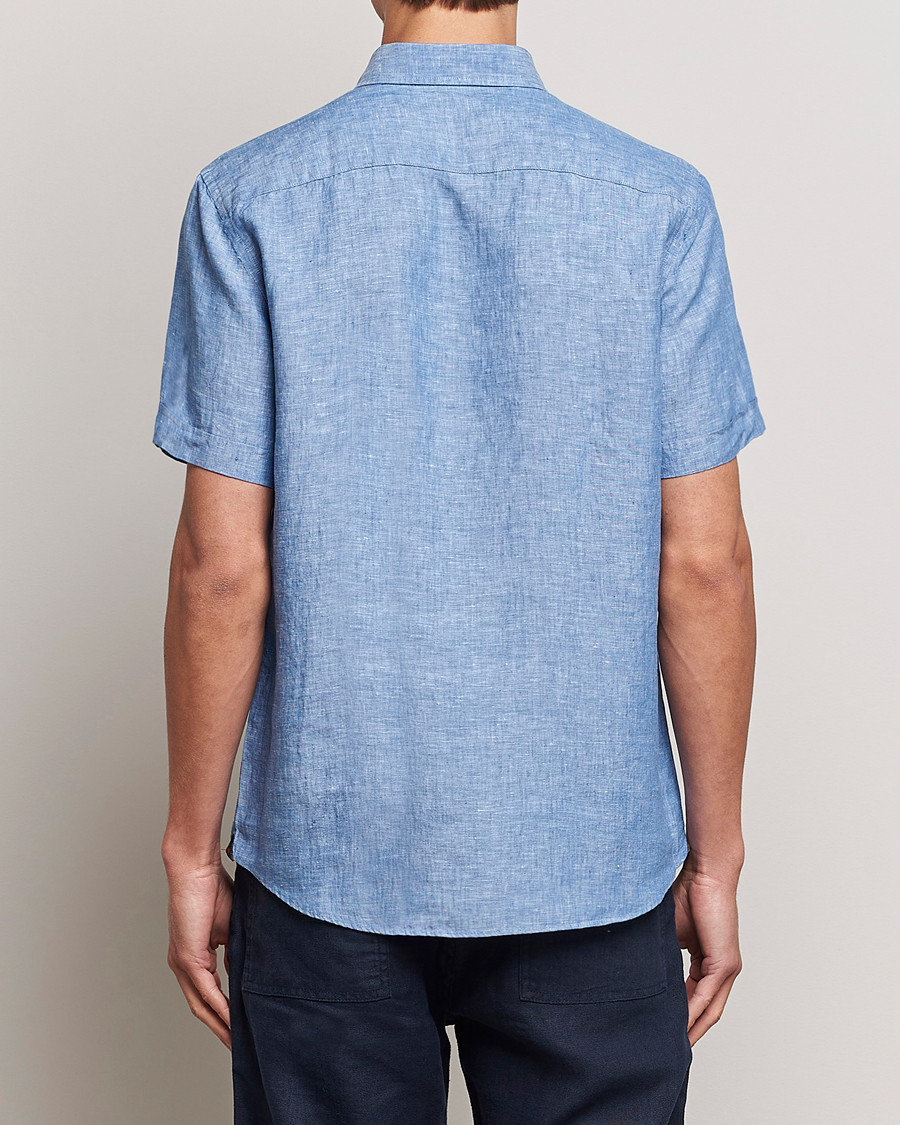 Men | Shirts | Morris | Douglas Linen Short Sleeve Shirt Blue