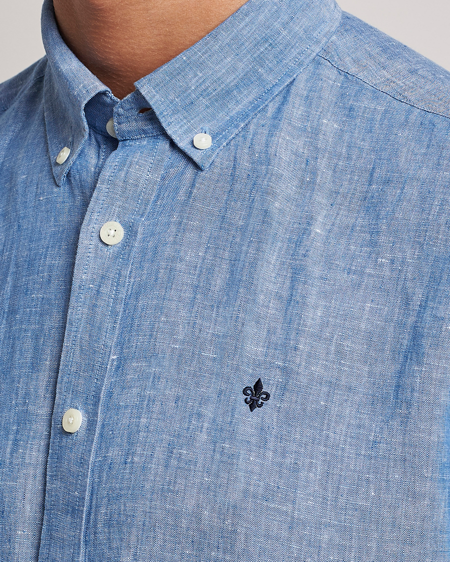 Men | Shirts | Morris | Douglas Linen Short Sleeve Shirt Blue