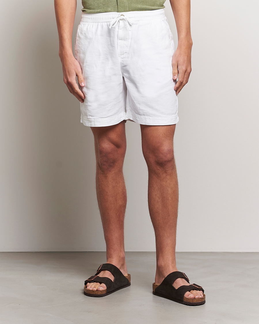 Men | The Linen Closet | Morris | Fenix Linen Drawstring Shorts White