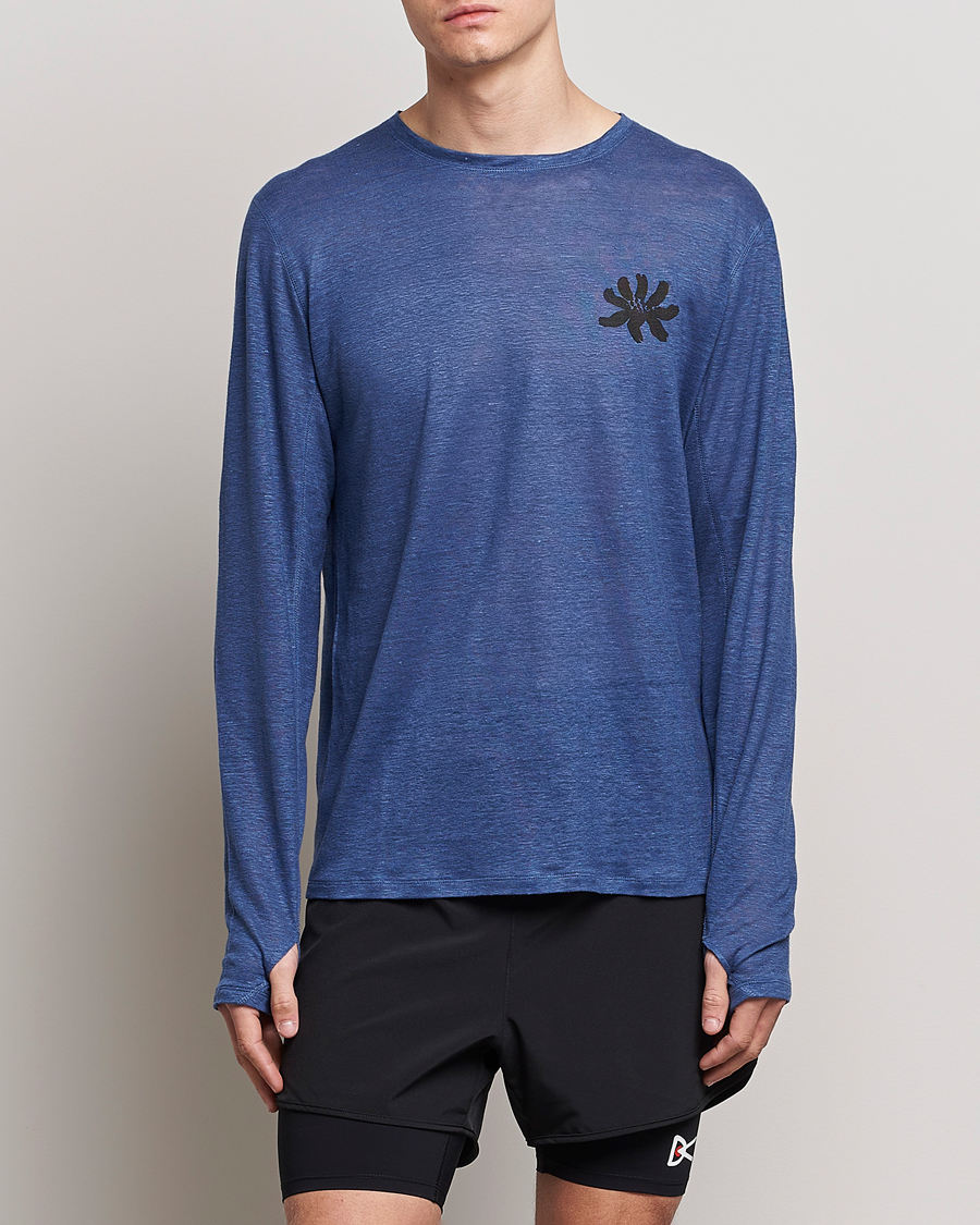 Men | New Brands | District Vision | Suhka Hemp Long Sleeve T-Shirt Ocean Blue