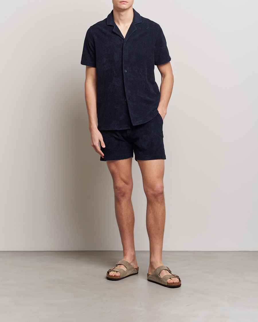 Men | Shirts | Orlebar Brown | Howell Short Sleeve Terry Shirt Night Iris