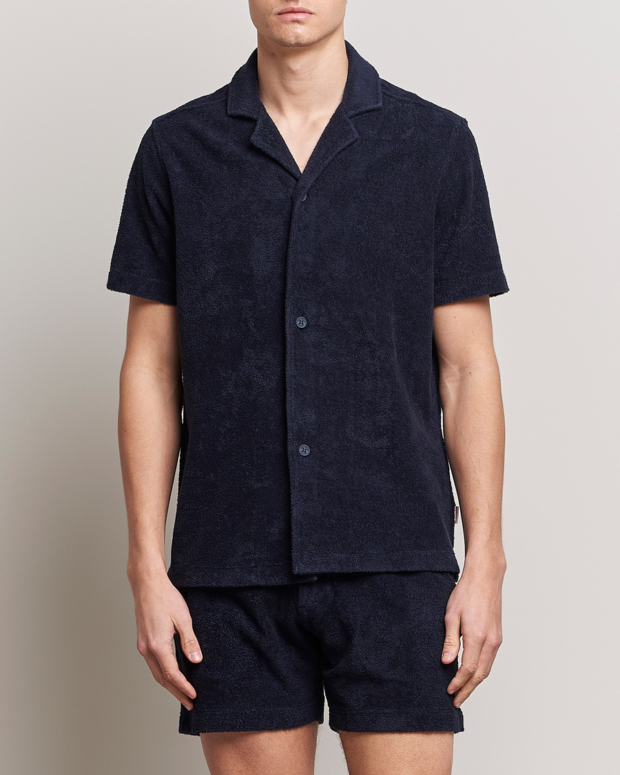 Men | Shirts | Orlebar Brown | Howell Short Sleeve Terry Shirt Night Iris