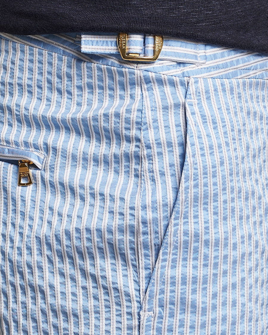 Men | Swimwear | Orlebar Brown | Bulldog Classic Stripe Swimshorts White/Light Island Sky