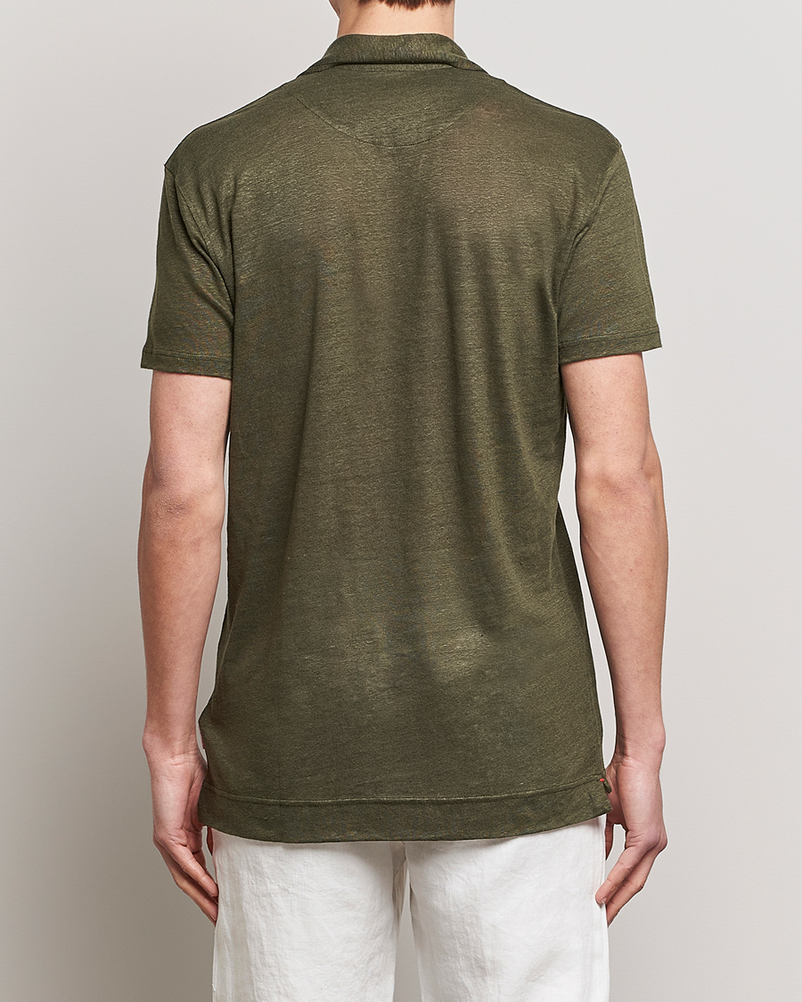Men | Polo Shirts | Orlebar Brown | Felix Placket Short Sleeve Linen Polo Palm
