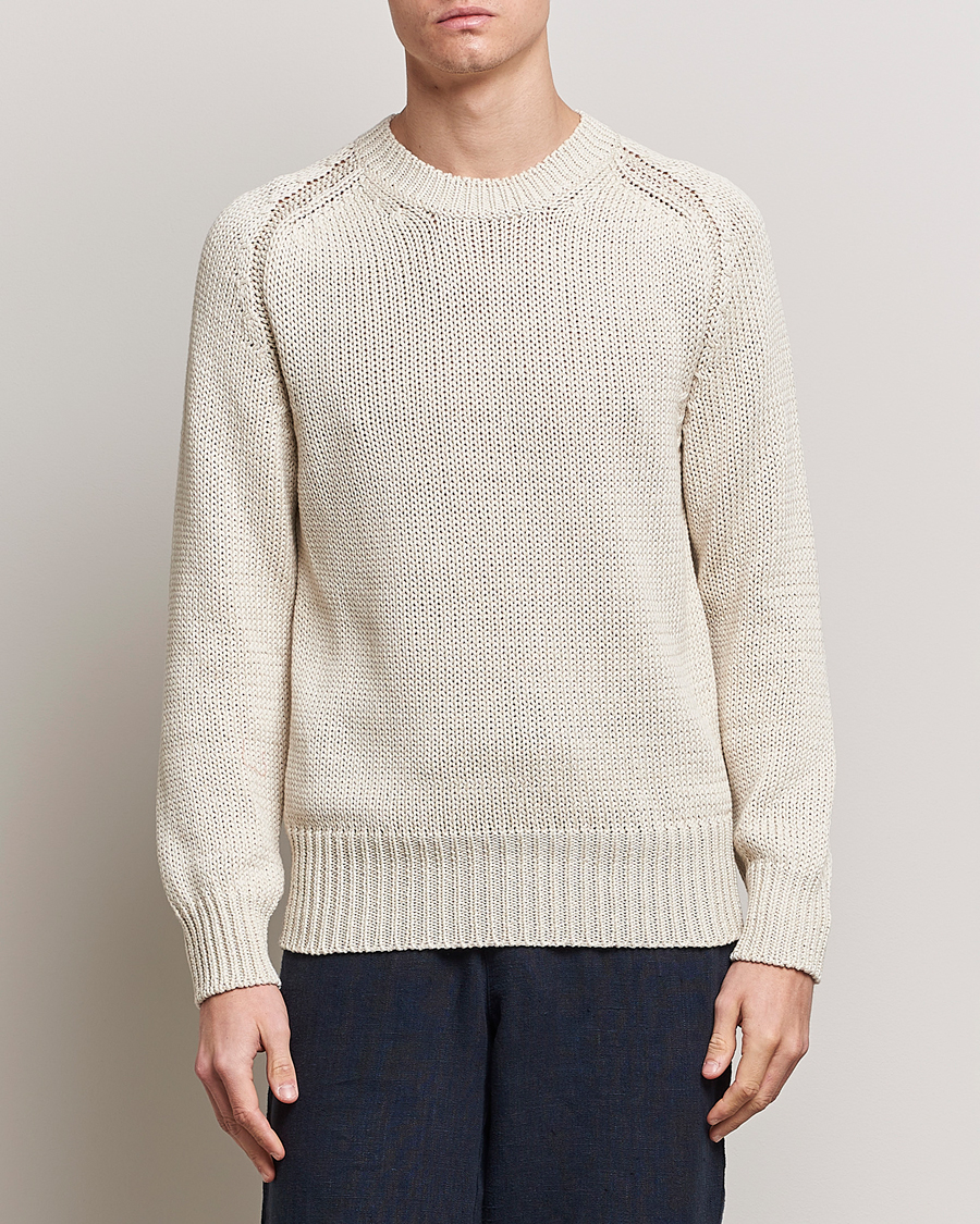 Men | Knitted Jumpers | Orlebar Brown | Lippen Organic Cotton Sweatshirt White Sand