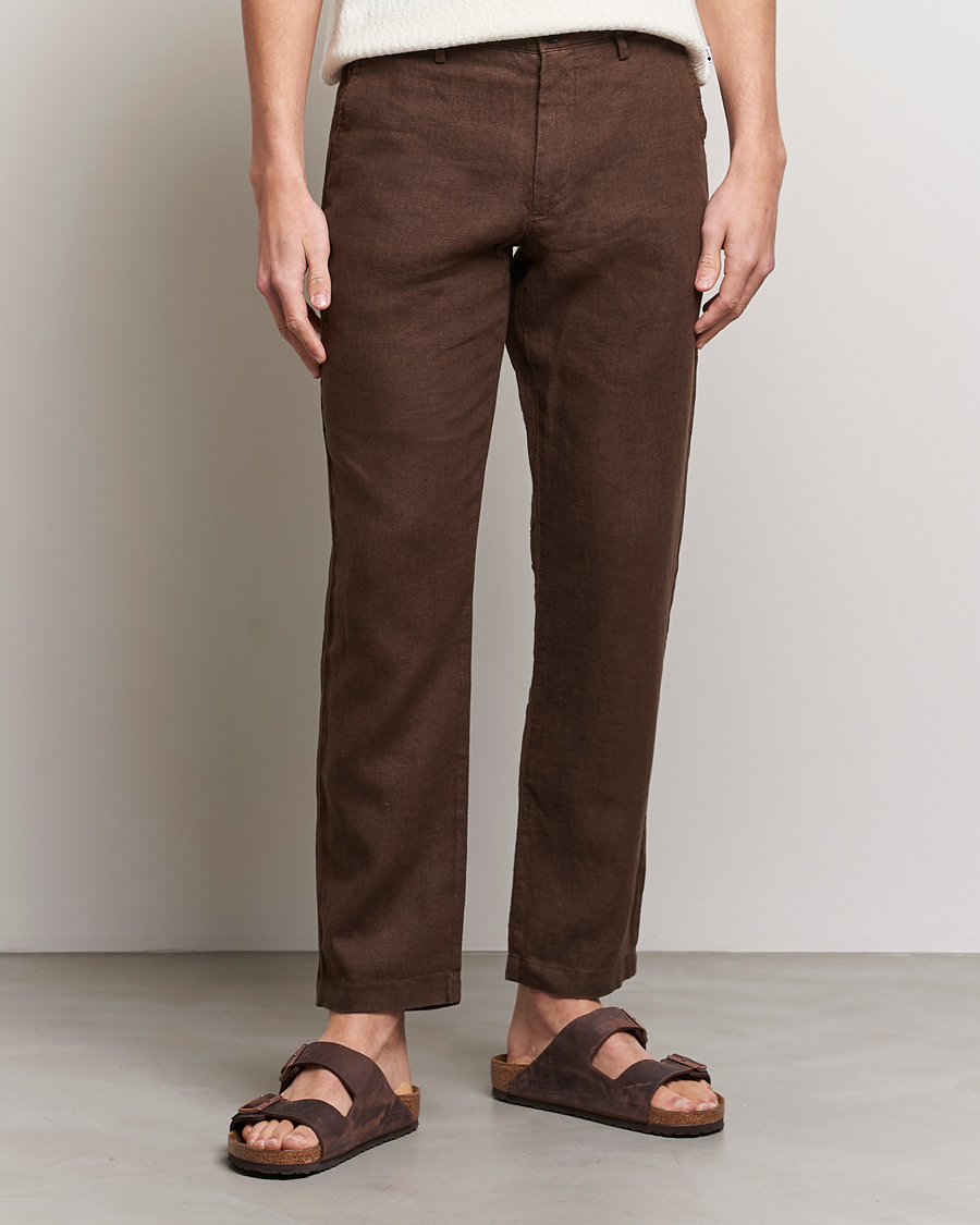 Men | Linen Trousers | NN07 | Karl Linen Trousers Brown