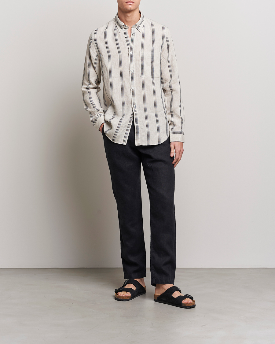 Men | Trousers | NN07 | Karl Linen Trousers Black