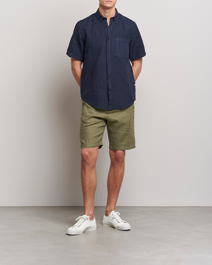 Men | Shorts | NN07 | Crown Linen Shorts Army