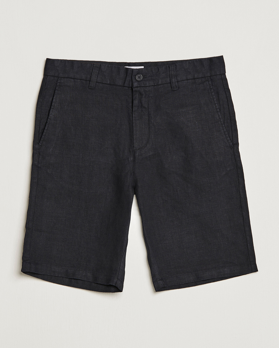 Men | Shorts | NN07 | Crown Linen Shorts Black