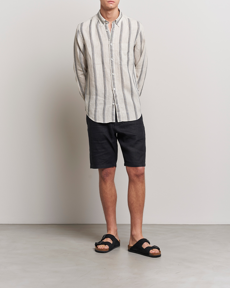 Men | Shorts | NN07 | Crown Linen Shorts Black