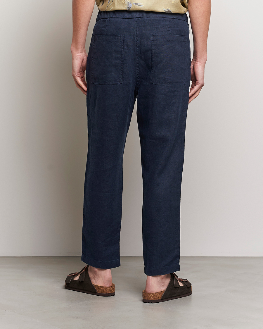 Men | Trousers | NN07 | Keith Drawstring Linen Trousers Navy