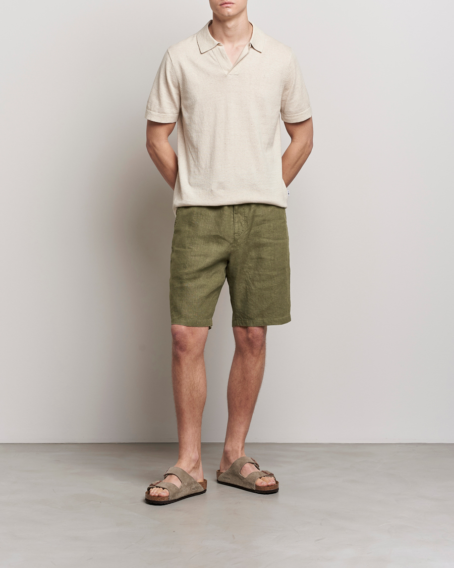 Men | Shorts | NN07 | Keith Drawstring Linen Shorts Army