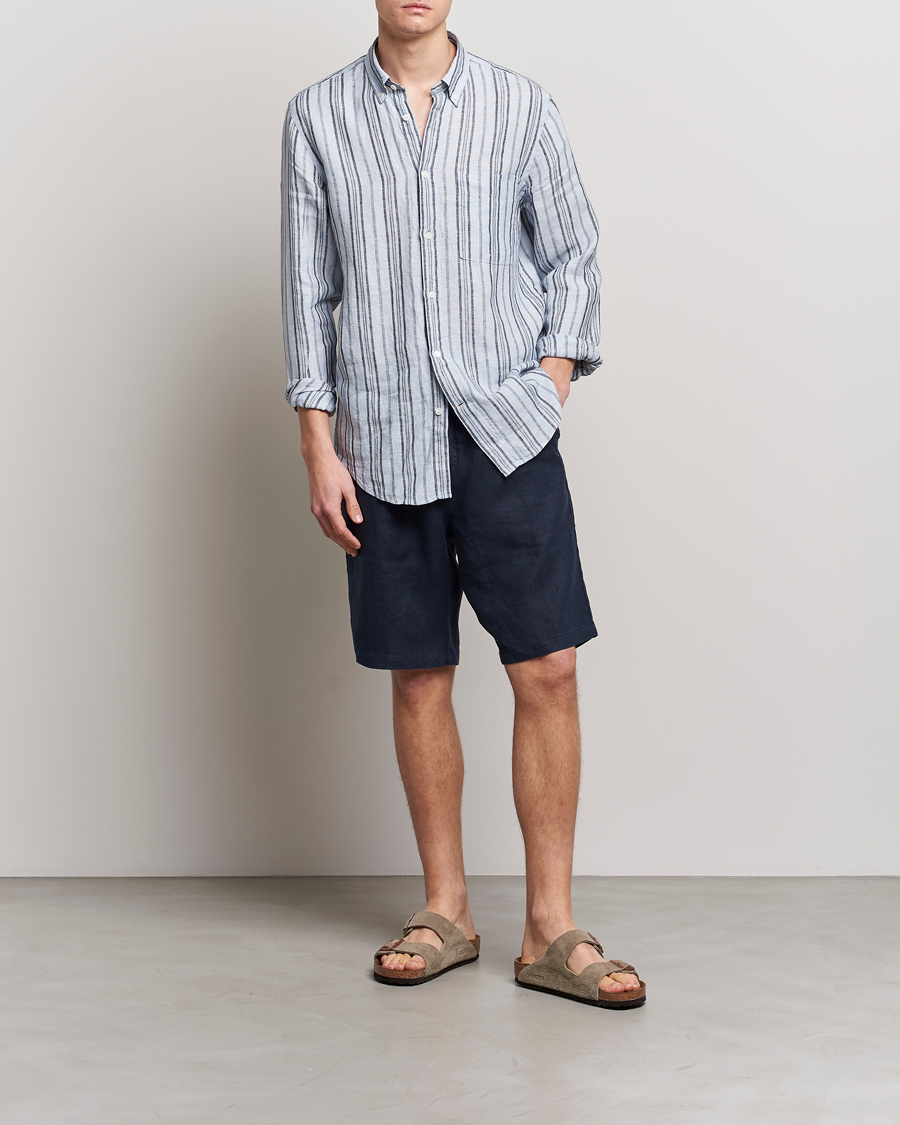Men | Shorts | NN07 | Keith Drawstring Linen Shorts Navy