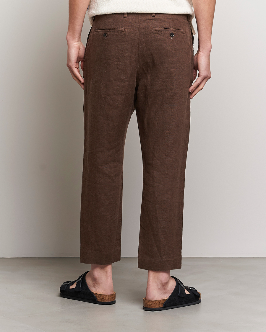 Men | Trousers | NN07 | Bill Pleated Linen Trousers Brown