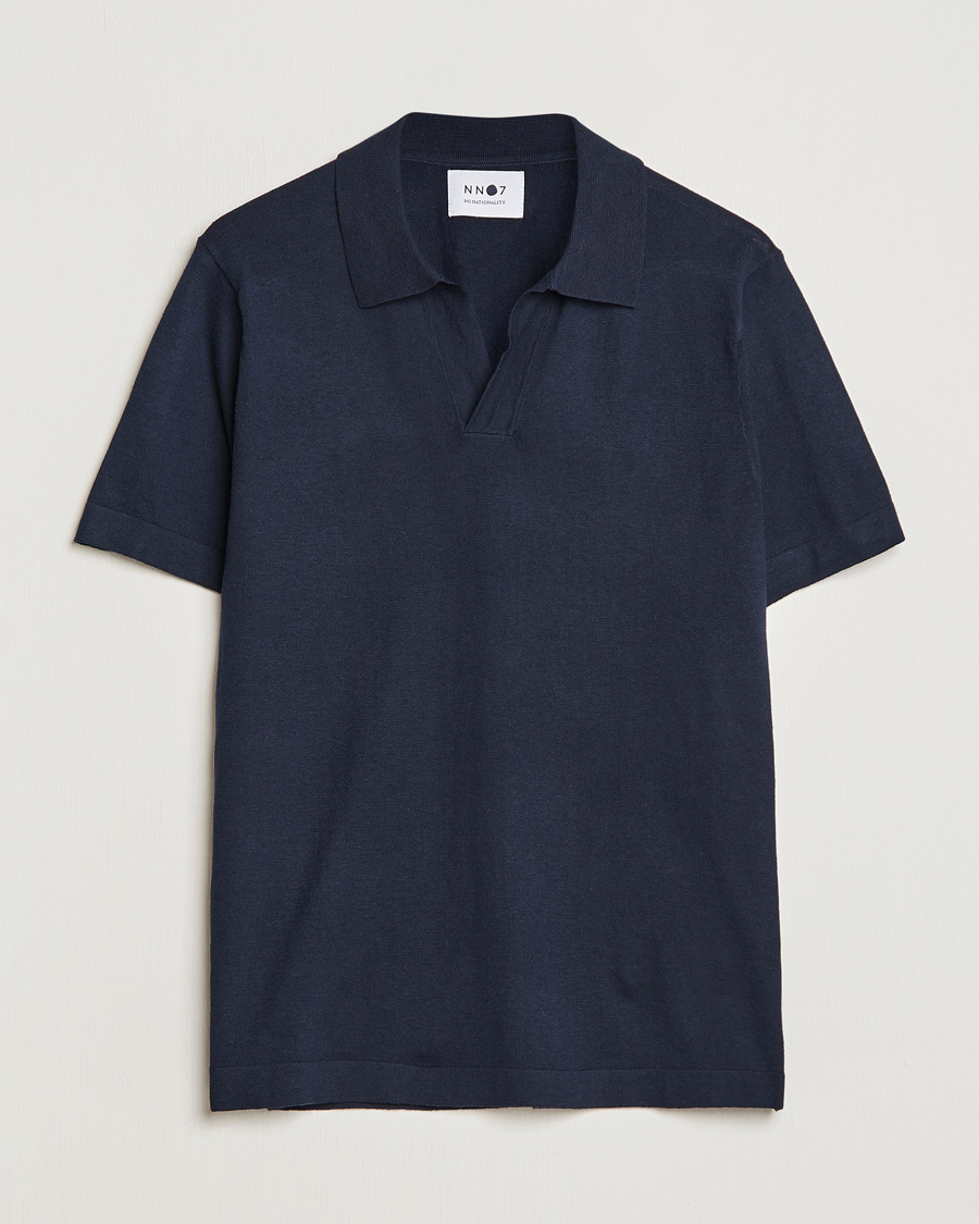Men | Polo Shirts | NN07 | Ryan Cotton/Linen Polo Navy Blue