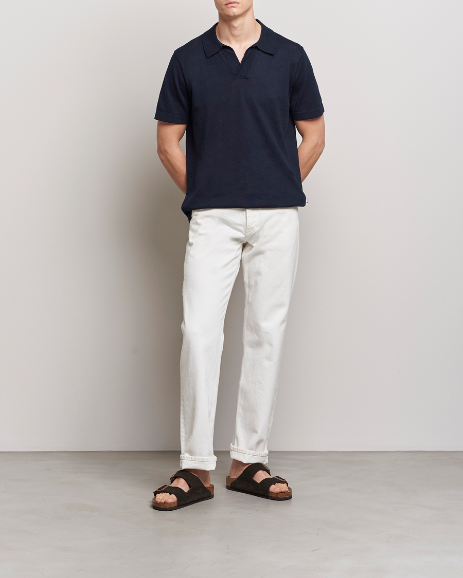 Men | Polo Shirts | NN07 | Ryan Cotton/Linen Polo Navy Blue
