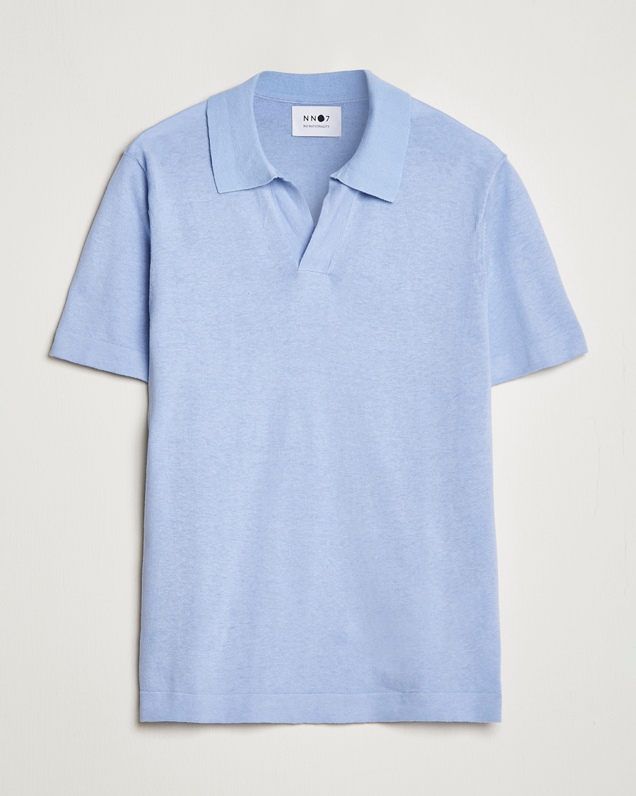Men | Polo Shirts | NN07 | Ryan Cotton/Linen Polo Brunnera Blue