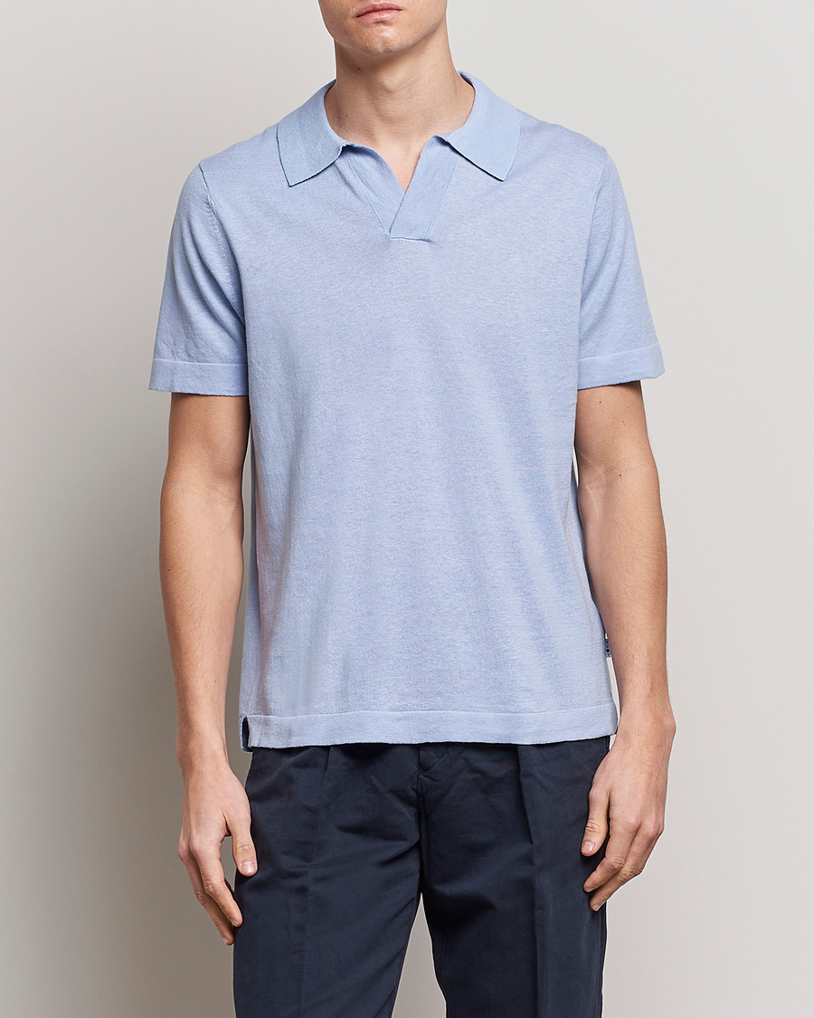 Men | Polo Shirts | NN07 | Ryan Cotton/Linen Polo Brunnera Blue