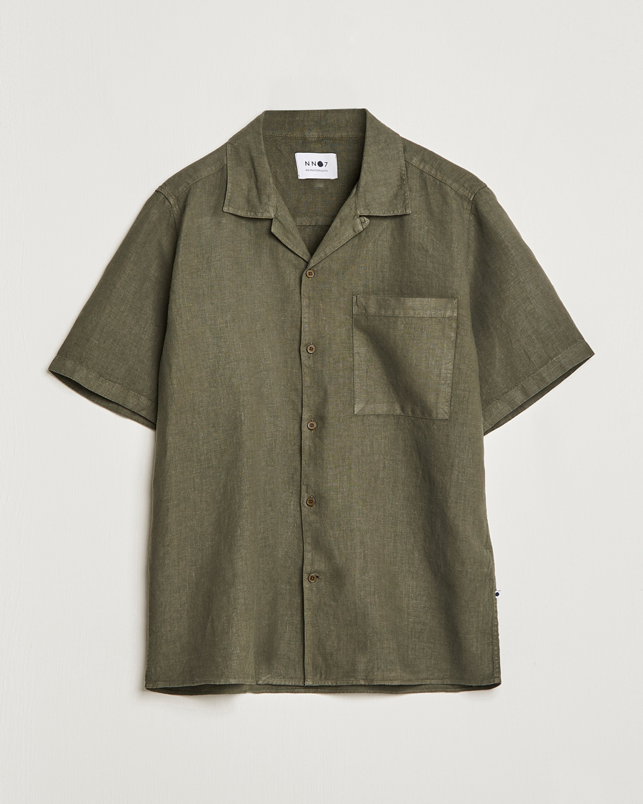 Men | Shirts | NN07 | Julio Linen Resort Shirt Army