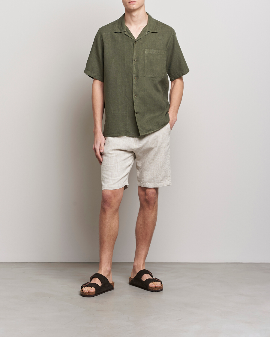 Men | Shirts | NN07 | Julio Linen Resort Shirt Army