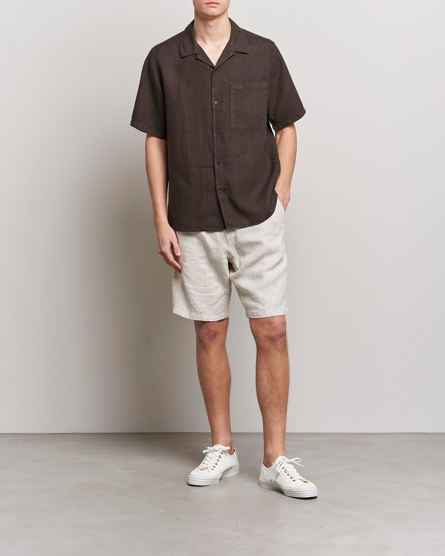 Men | Shirts | NN07 | Julio Linen Resort Shirt Brown