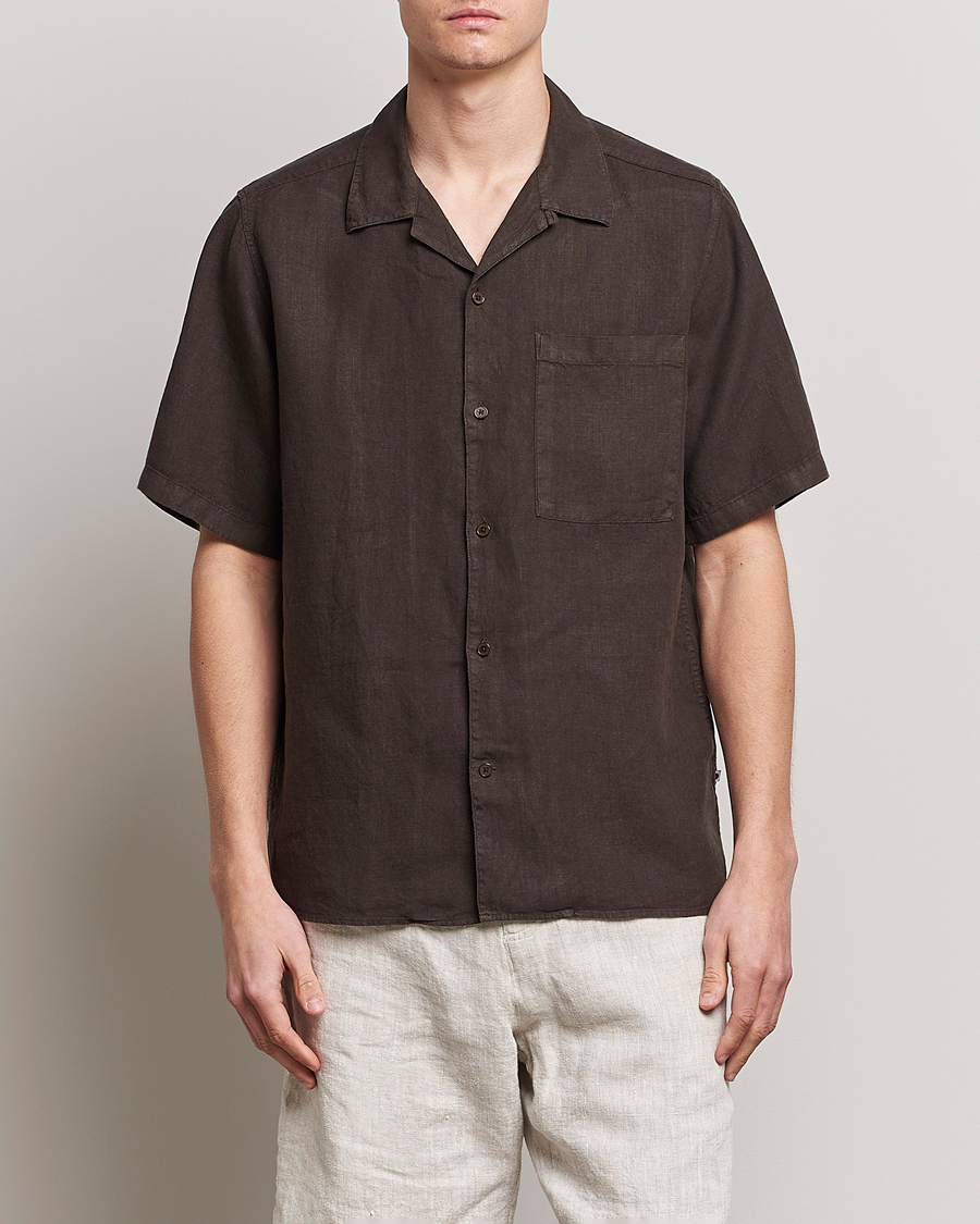 Men | Shirts | NN07 | Julio Linen Resort Shirt Brown