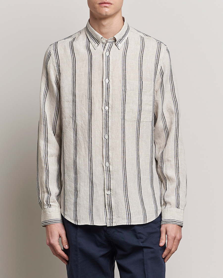 Men | Summer | NN07 | Arne Strinped Linen Shirt Oat