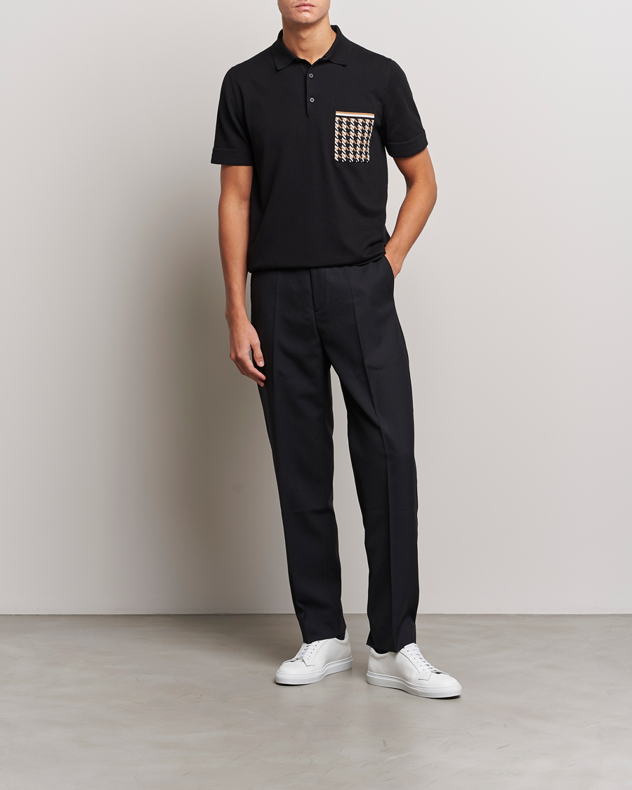 Men | Polo Shirts | BOSS BLACK | Ofiordo Checked Pocket Polo Black