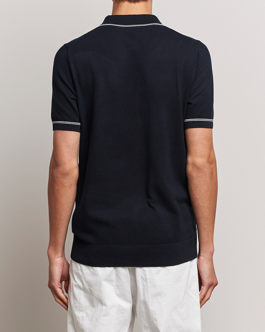 Men | Polo Shirts | BOSS BLACK | Oleonardo Knitted Half Zip Polo Dark Blue