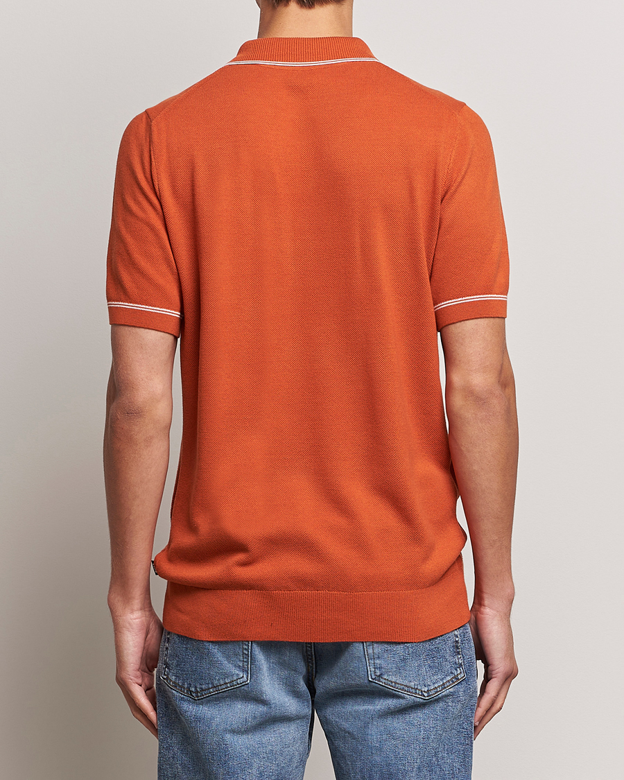 Men | Polo Shirts | BOSS BLACK | Oleonardo Knitted Half Zip Polo Dark Orange