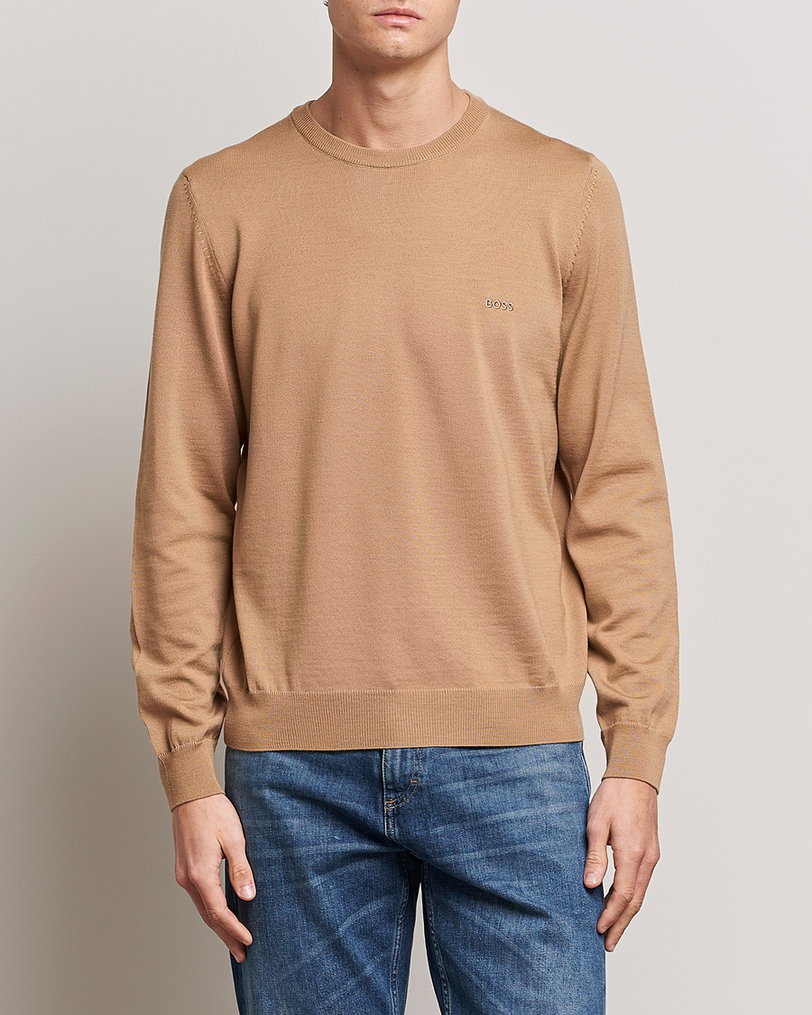 Men | Sale: 50% Off | BOSS BLACK | Botto Wool Knitted Crew Neck Sweater Medium Beige