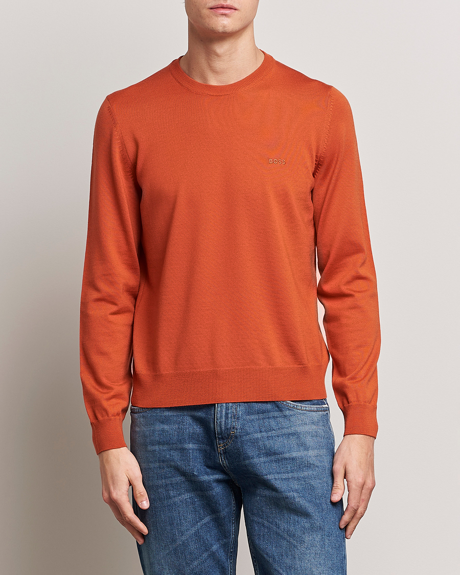Men | Sale clothing | BOSS BLACK | Botto Wool Knitted Crew Neck Sweater Dark Orange