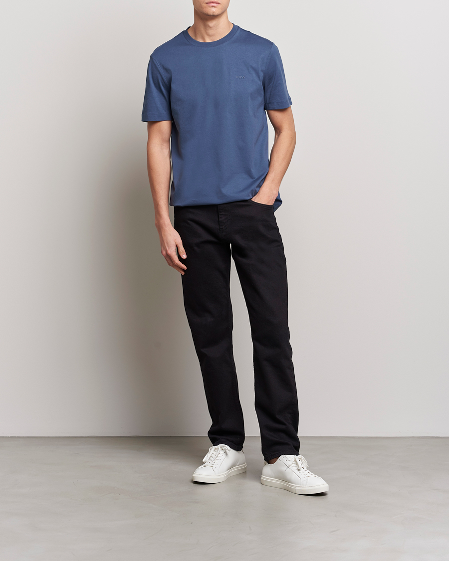 Men | T-Shirts | BOSS BLACK | Thompson Crew Neck T-Shirt Open Blue
