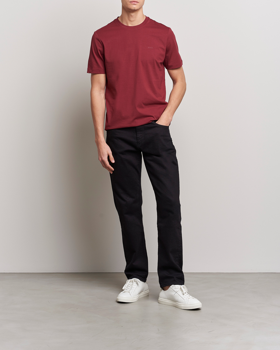 Men | T-Shirts | BOSS BLACK | Thompson Crew Neck T-Shirt Dark Red