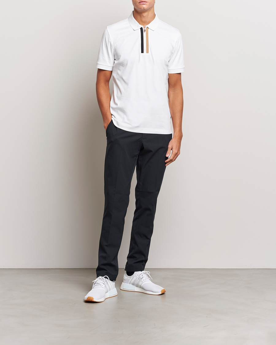Men | Polo Shirts | BOSS BLACK | Paras Half Zip Polo White