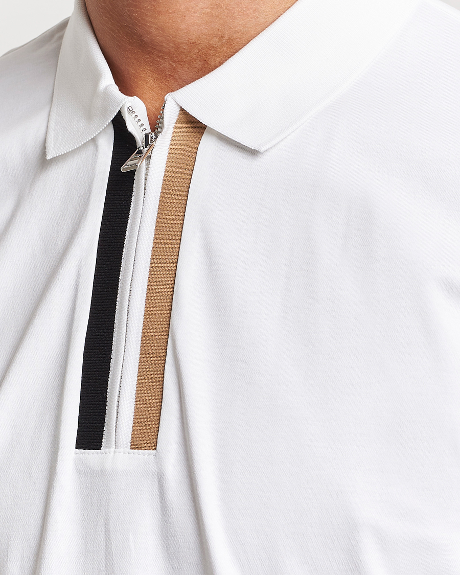 Men | Polo Shirts | BOSS BLACK | Paras Half Zip Polo White