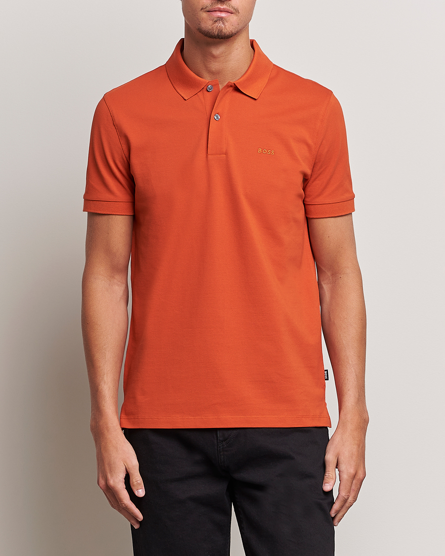 Men | Short Sleeve Polo Shirts | BOSS BLACK | Pallas Polo Dark Orange