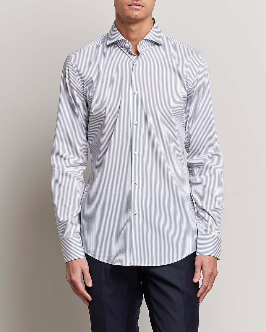 Men | Sale clothing | BOSS BLACK | Hank 4-Way Striped Stretch Shirt Open Blue