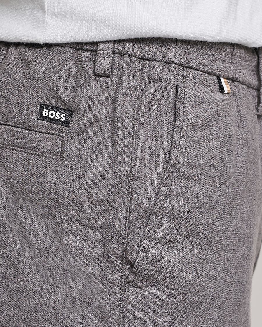 Men | Trousers | BOSS BLACK | Kane Pleated Drawstring Trousers Silver