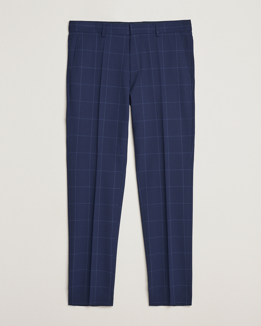 Men | Suit Trousers | BOSS BLACK | Genius Checked Suit Trousers Dark Blue