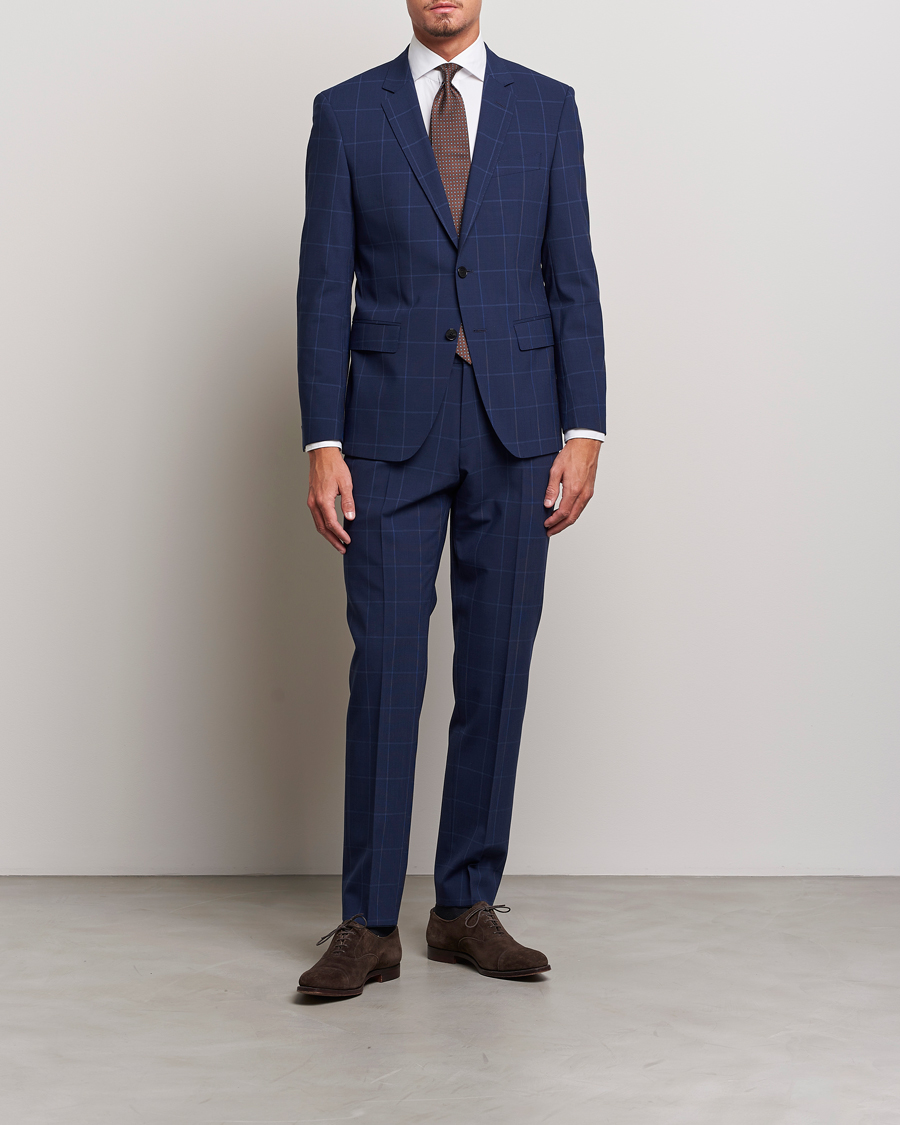 Men | Trousers | BOSS BLACK | Genius Checked Suit Trousers Dark Blue