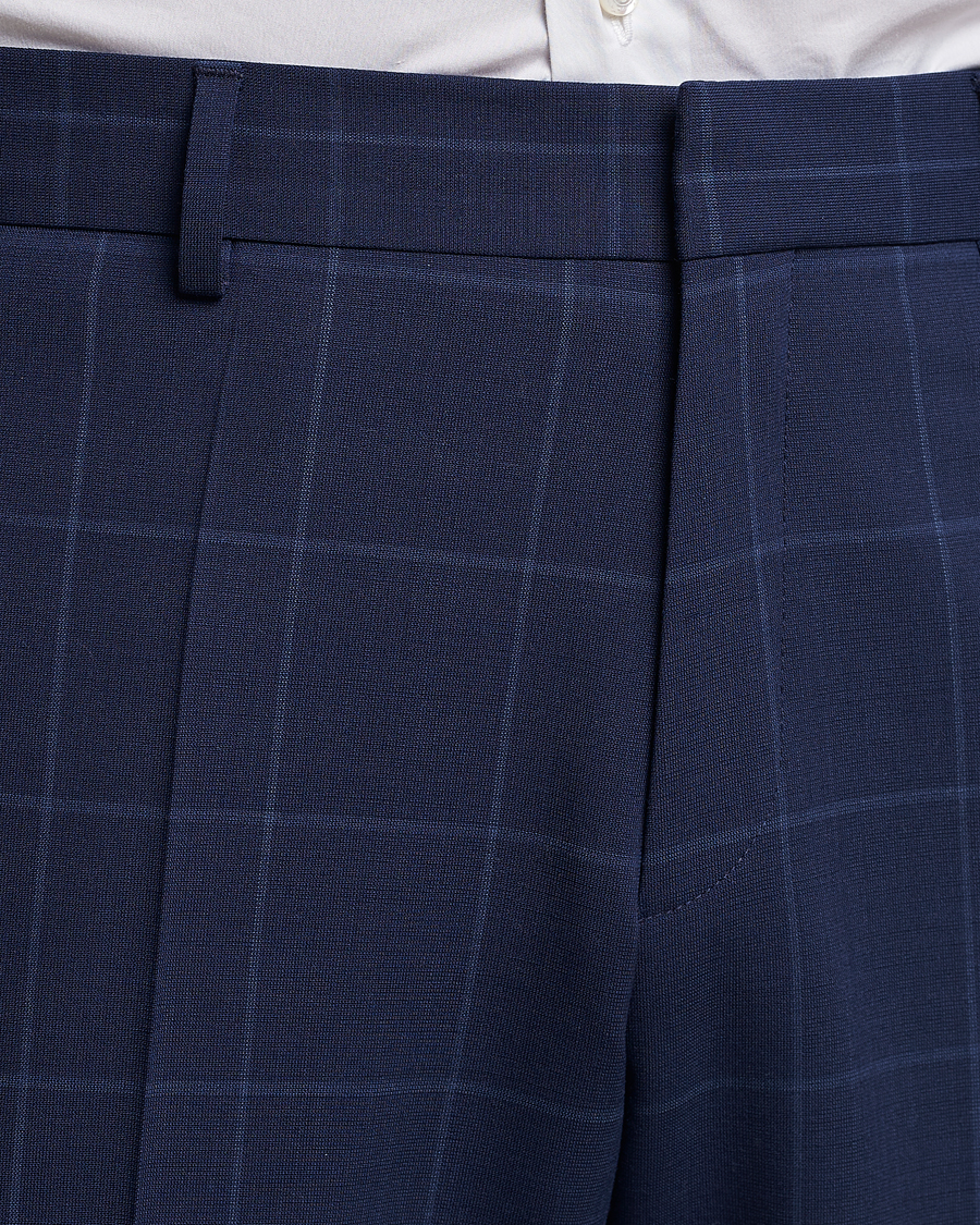 Men | Trousers | BOSS BLACK | Genius Checked Suit Trousers Dark Blue